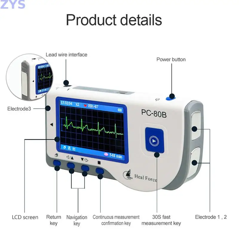 Wireless Handheld Heart Rate Ecg Ekg Monitor Pc Software Home Care Electrocardiogram Test Heart Rate Tracking Sensor Portable