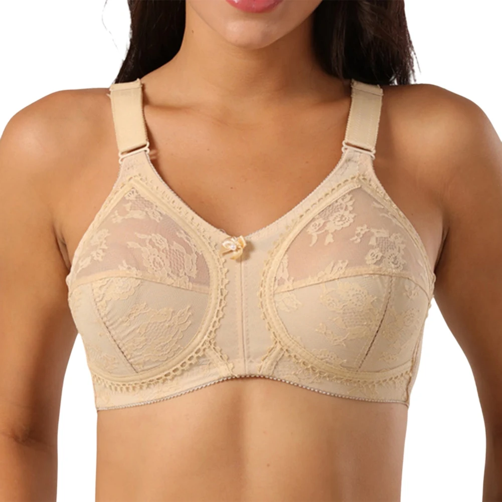 

Women's Bra Full Figure Sexy Transparent No Sponge Wide Shoulder Strap Underwear