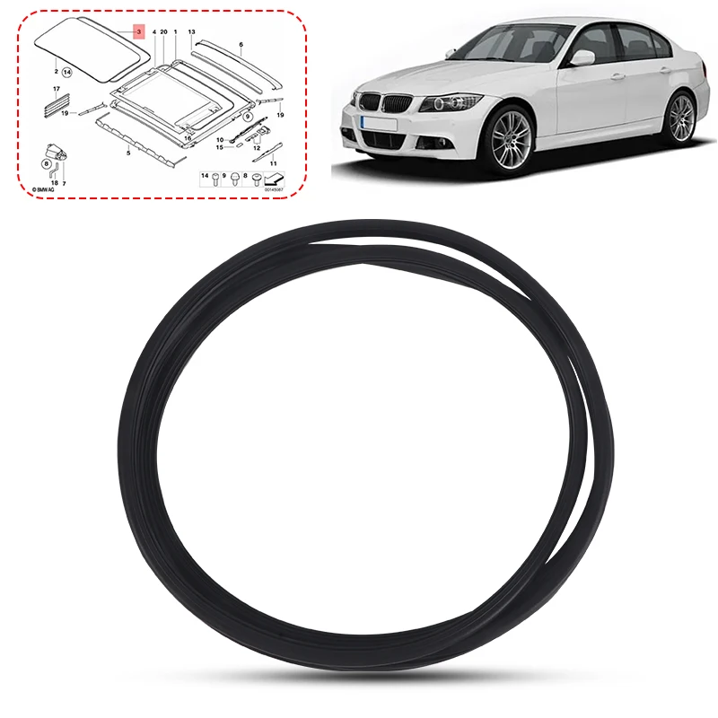 BMW 1 3 시리즈 E81 E82 E87 E90 E91 E92 선루프용 검정색 자동차 선루프 씰 루프 글래스 씰, 선루프 웨더 스트립 54108036477 54137157374