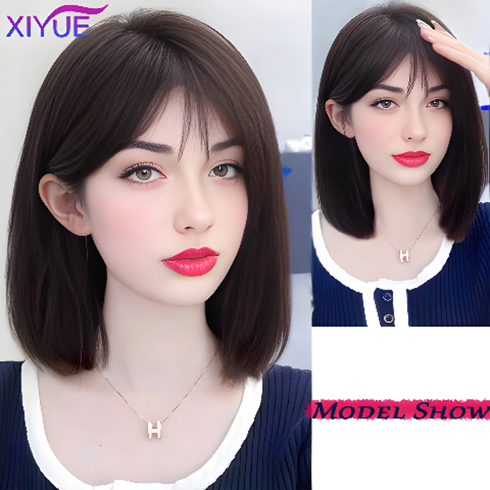 XIYUE Wig Women's Head Repair Hair Increase Volume Fluffy High Head Light and Thin Invisible Octagonal bangs Synthetic Wig Piece