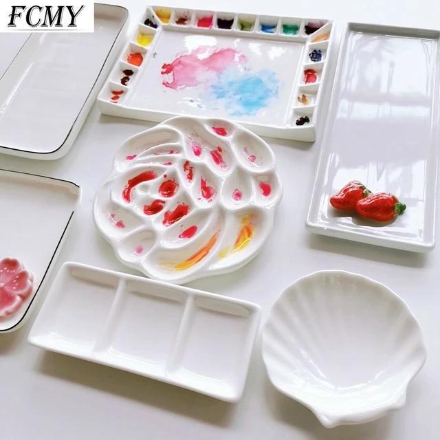 Fine Art Professional White Porcelain Palette Pure White Chinese Painting  Watercolor Gouache Ceramic Paint Plate - AliExpress