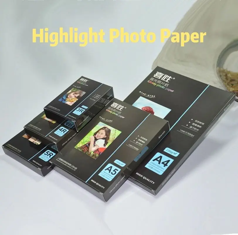 광택 사진 인쇄 용지 프린터, 사무실 인쇄용 글로스 용지, 컬러 코팅 인쇄, 3r, 4r, 5r, 100 개/백