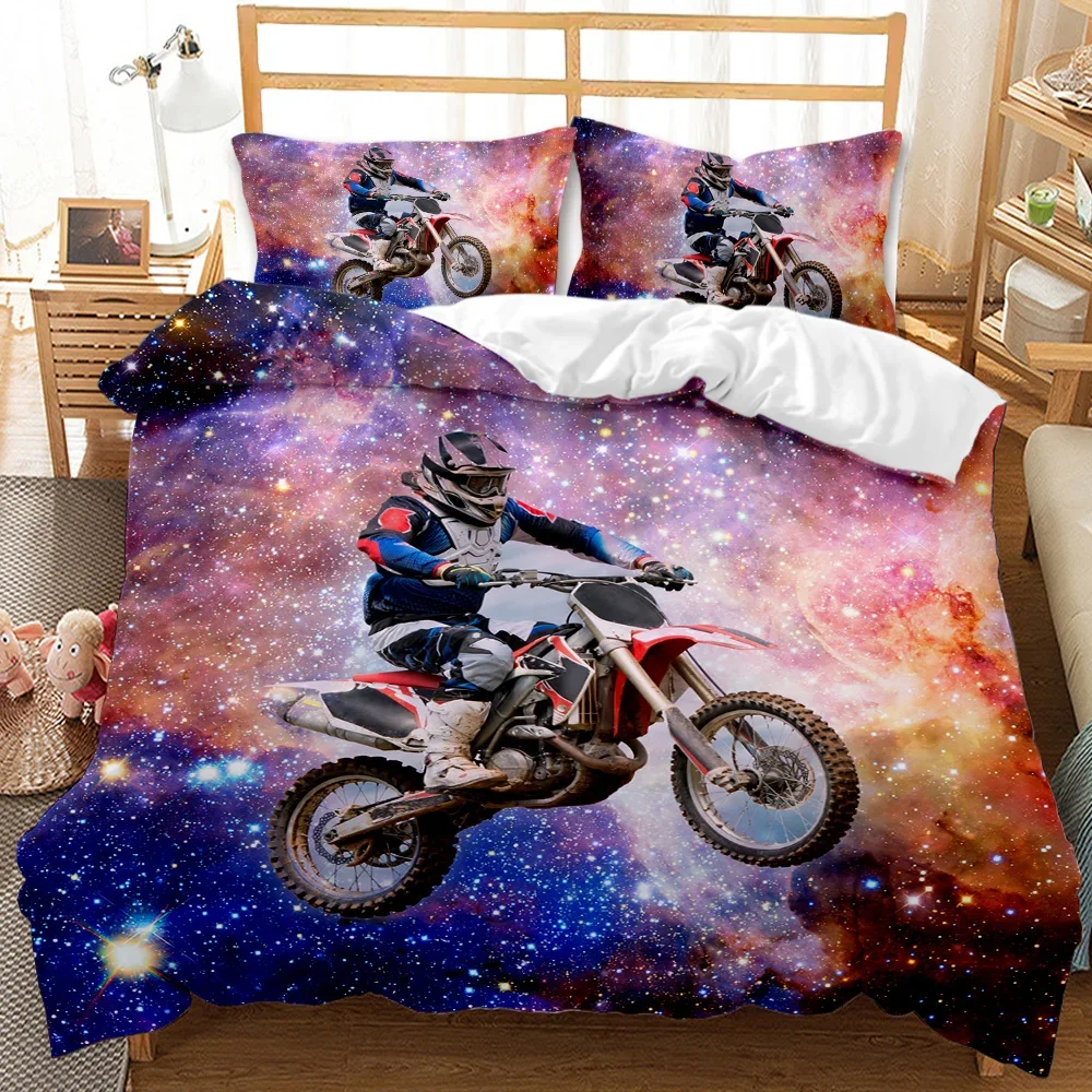 Motorcycle Duvet Cover Set Motocross Racing Bedding Dirt
