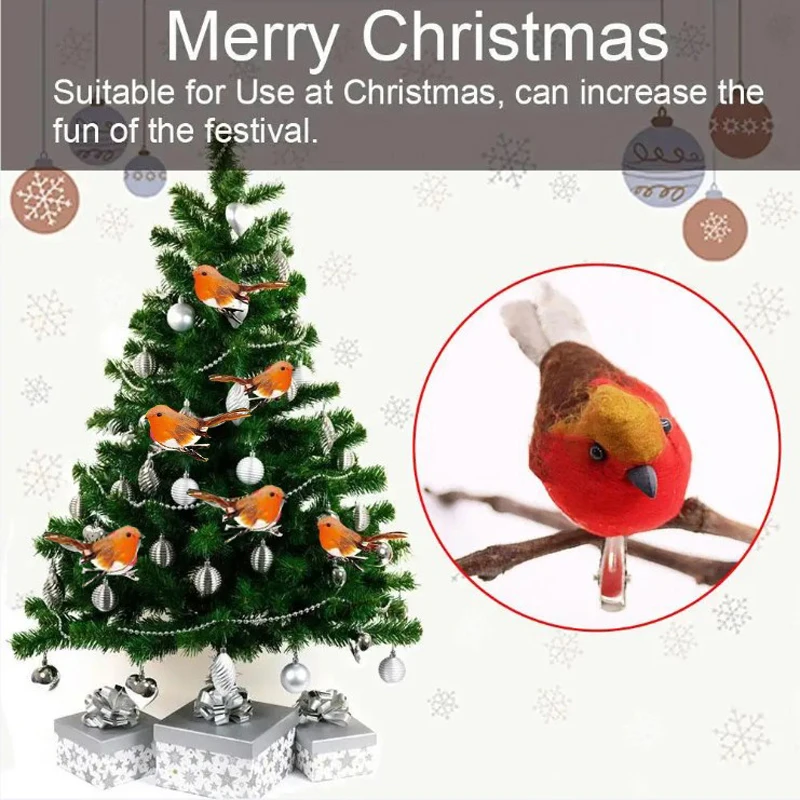 6 pz simulazione uccello albero di natale decorazione clip per uccelli uccelli miniature albero di natale appeso ornamento simulazione uccello  15