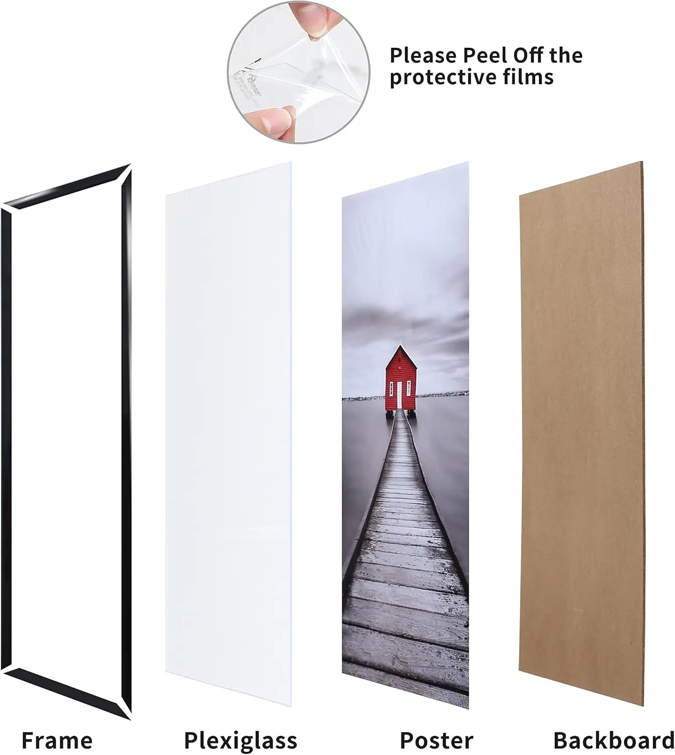 ELSKER&HOME 22.375 x 34 Poster Frame 9 Pack, Black Picture Frame for Horizontal or Vertical Wall Mounting,Sturdy & Scratch-proof