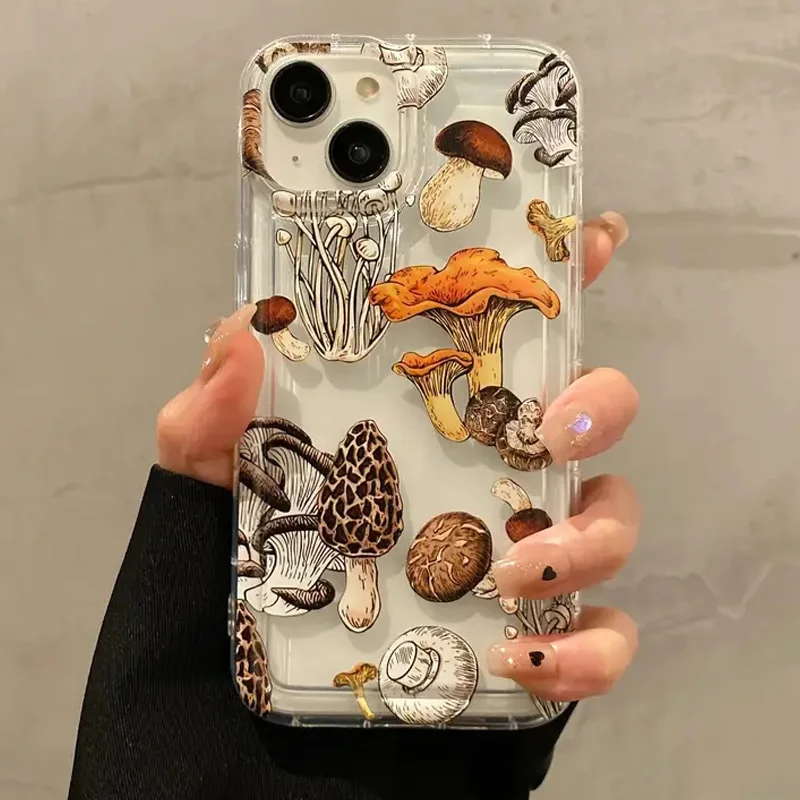Mushroom Flower Transparent Shockproof Phone Case
