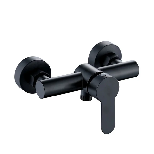 mitigeur douche Robinet de buse en acier inoxydable, montage mural noir – Image 4