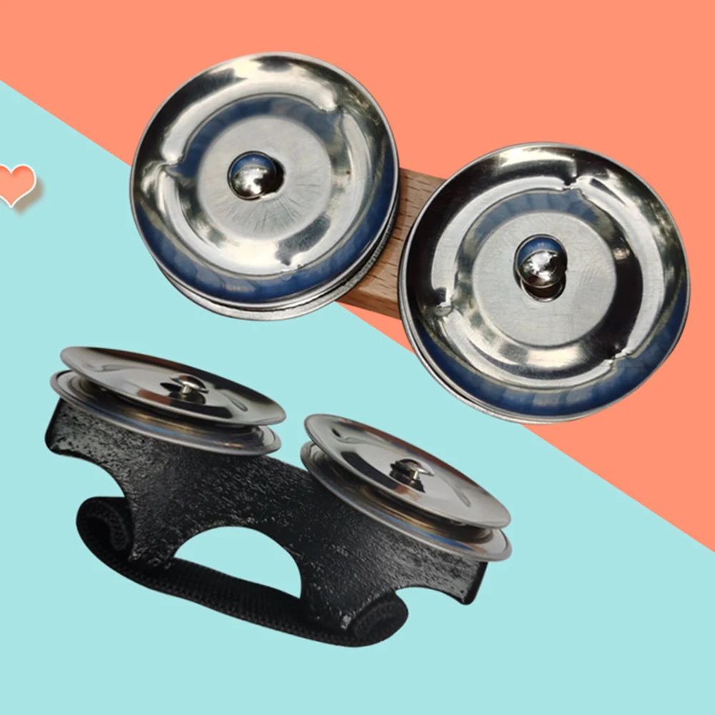 Description Picture 6 of item1pc Finger Jingles Tambourine Nickel-plated Steel Jingles Handheld Percussion For Cajon Hand Drum Percussion Accessories
