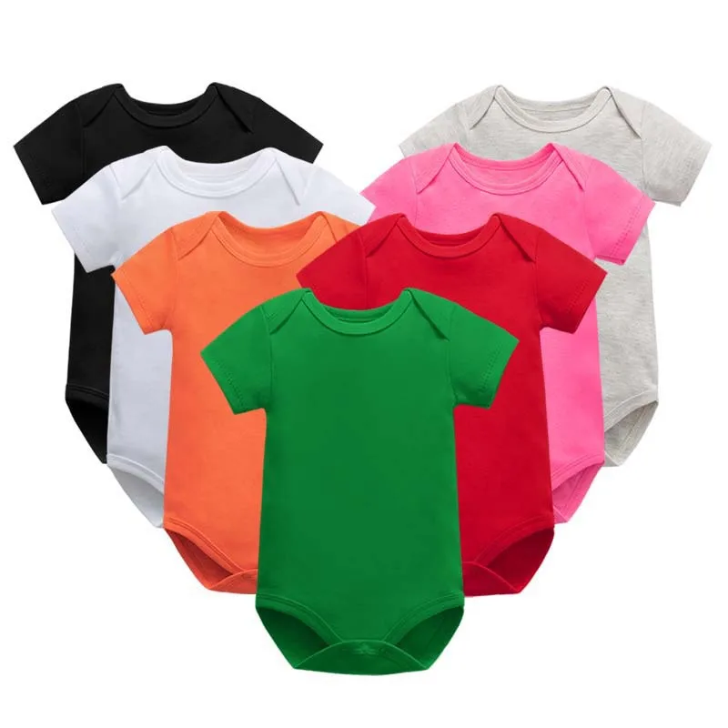 3 Pz/Lotto Vestiti Del Bambino Ragazzo/Ragazza Tuta Del Bambino Vestiti Estivi Pagliaccetto Di Colore Solido Tuta Di Cotone Morbido Per Abbigliamento 
