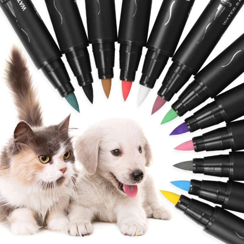 12Pcs Pet Polish Pen Set for DIY Dog Nails, Water-Based Pet Polish