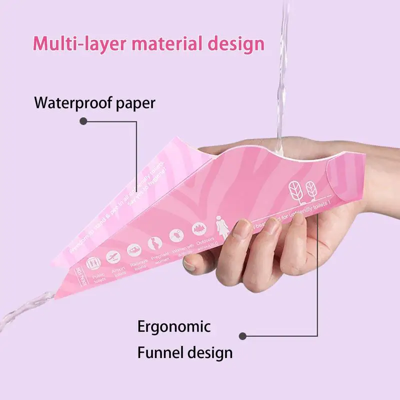 Female Urinal Device 10Pcs Vertical Paper Pee Urinal Funnel Waterproof Multi-functional Ergonomic Portable Urination Device