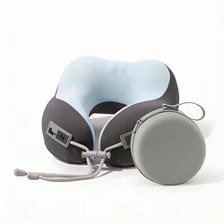Enhanced Memory Foam Neck Travel Pillow for Comfortable Support in Any Location (Navy box)