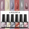 6Pcs/Set Nail Gel Polish Set Solid Color Glitter Shiny Soak Off UV LED Nail Art Varnish Kit Summer Art Gel Varnish For Women 1