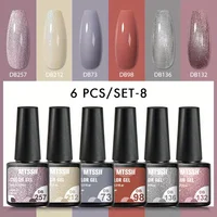 6Pcs/Set Nail Gel Polish Set Solid Color Glitter Shiny Soak Off UV LED Nail Art Varnish Kit Summer Art Gel Varnish For Women 1