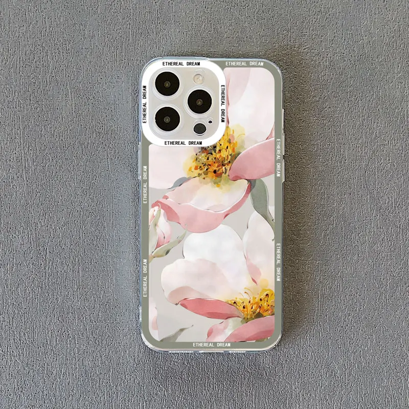 Transparente Handyhülle mit Vintage-Blumenmotiv für iPhone 12 11 13 Pro Max 15 14 Pro Max 7 8 14 15 Plus SE2 X XR XS Schmetterlings-Pflanzen-Rückseite – Detail 11