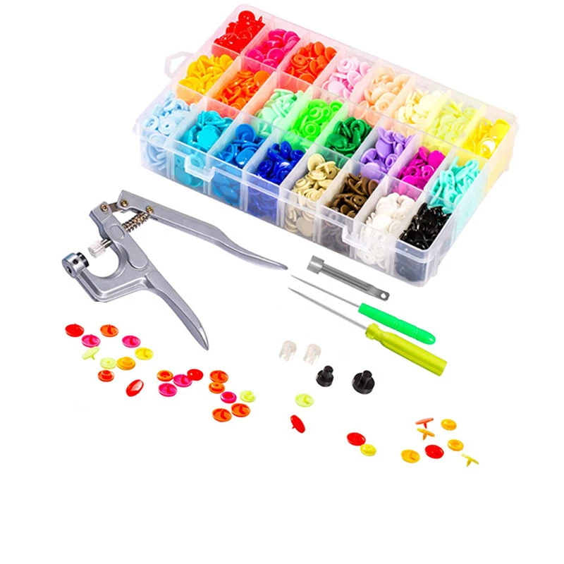 U Shape Fastener Snap Pliers KAM Button + 150 set T5 Plastic Resin Snap Button Press Stud Cloth Press Machine Sewing Tool snap button sewing tool