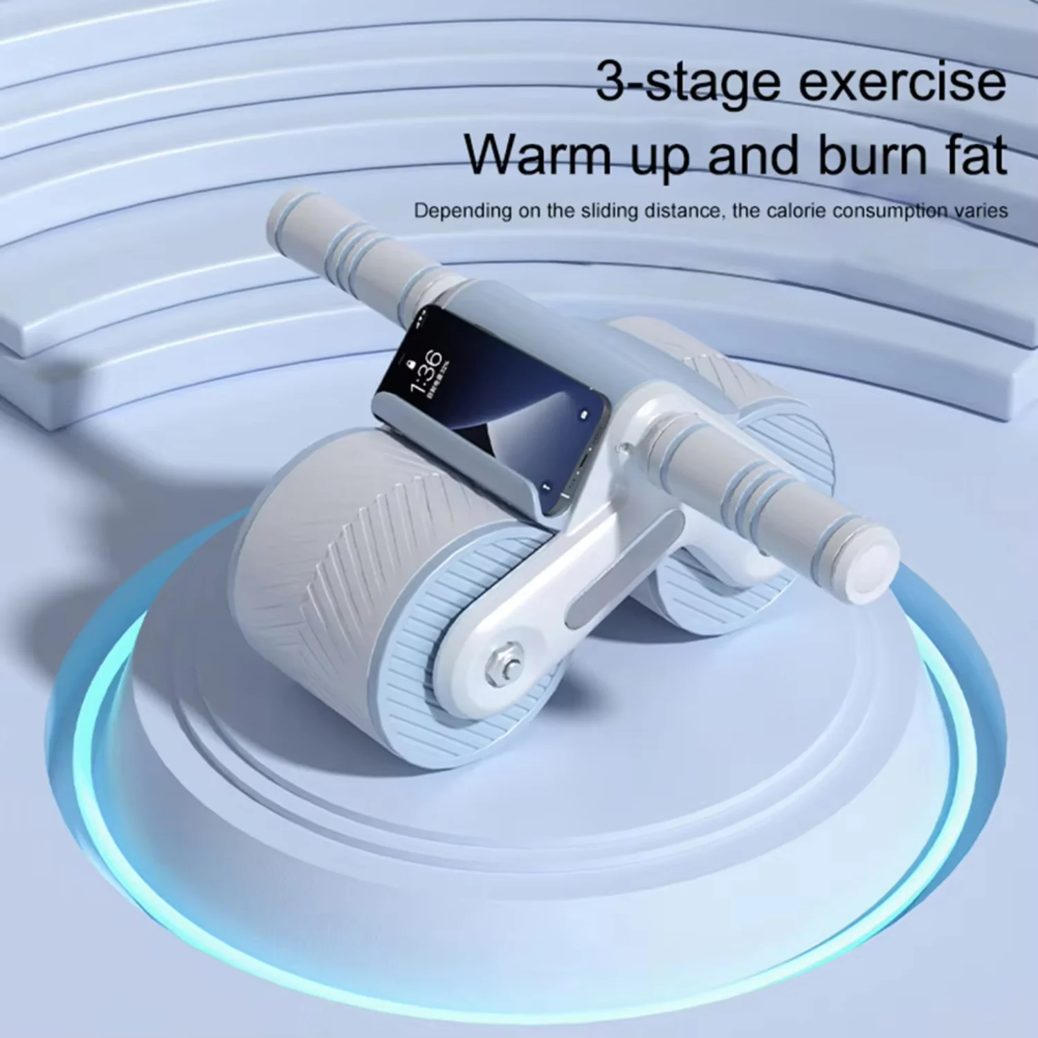 Abdominal Wheel Exerciser Dual Wheel Design Abdominal Fitness Automatic Rebound Mute Ab Slider Gyms Fitness Equipment