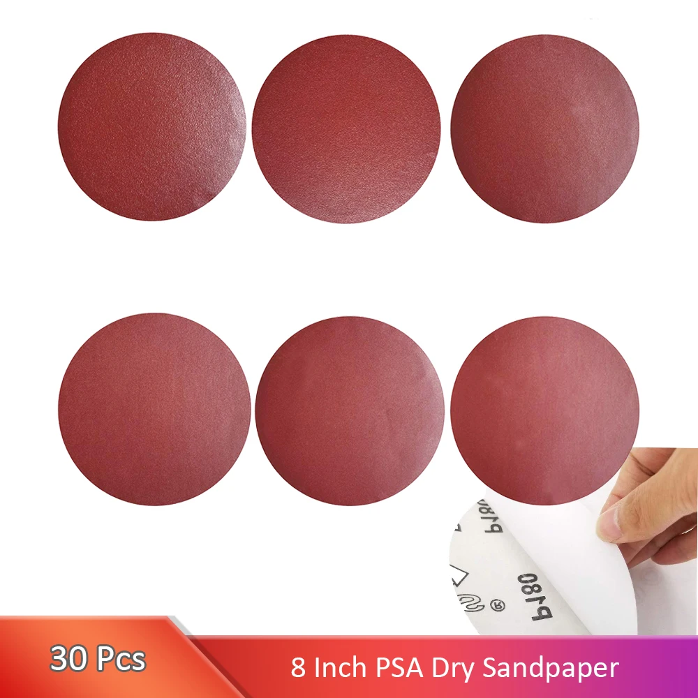 

30Pcs 8Inch PSA Sandpaper Aluminum Oxide Sanding Disc Self Stick 60-240 Grit for Woodworking Furniture Abrasive Polishing Tools