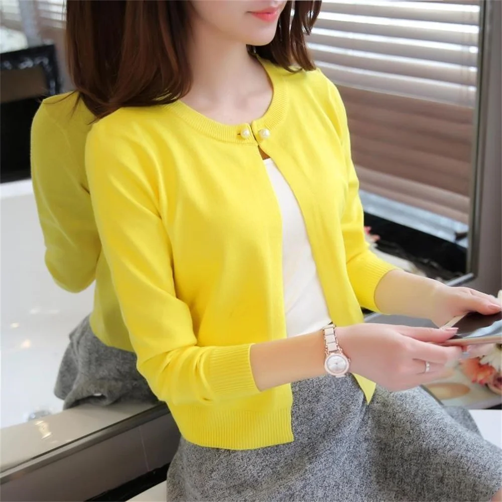2024 Fashion Women Sweater Female Cardigan Thin Outerwear Short Short Design Sweater Long-sleeve Small Cape Blusa Feminina 3