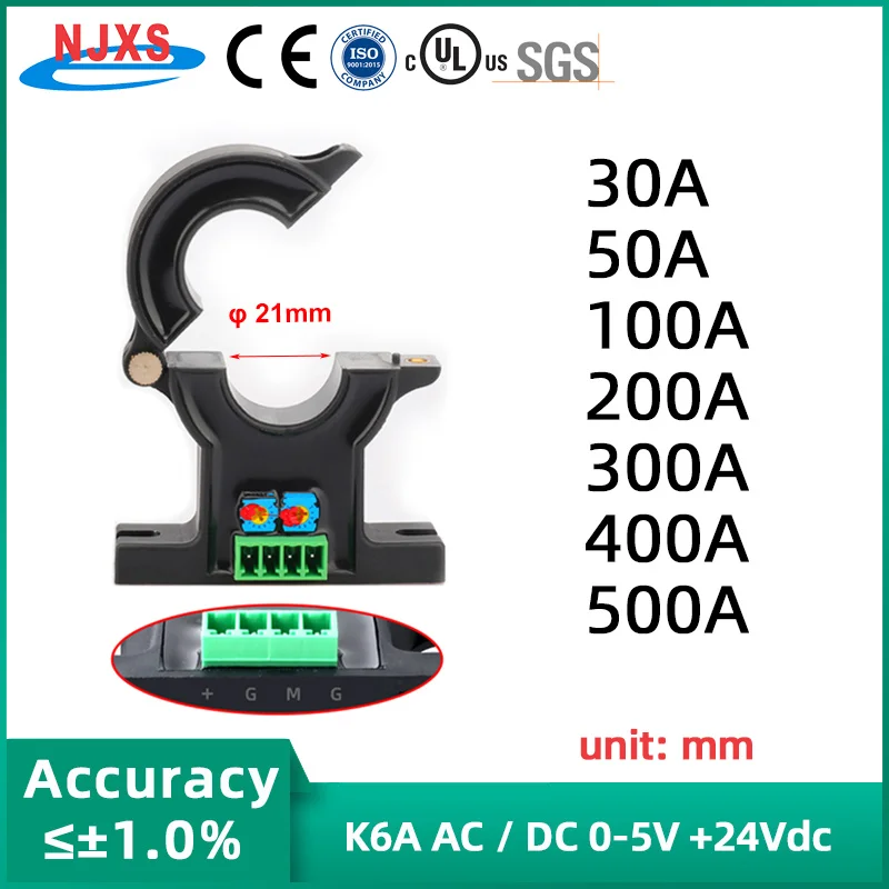 QNDBK1-21 Stromsensor 50–500 A AC, Geteilt – 4–20 MA Ausgang, Für Überwachung & Messung