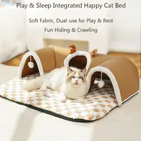 Bestseller Cat Bed, Autumn Winter Integrated Play & Sleep Tunnel Nest, Hide-and-Seek House for Cats, Multifunctional Pet Bed for 2
