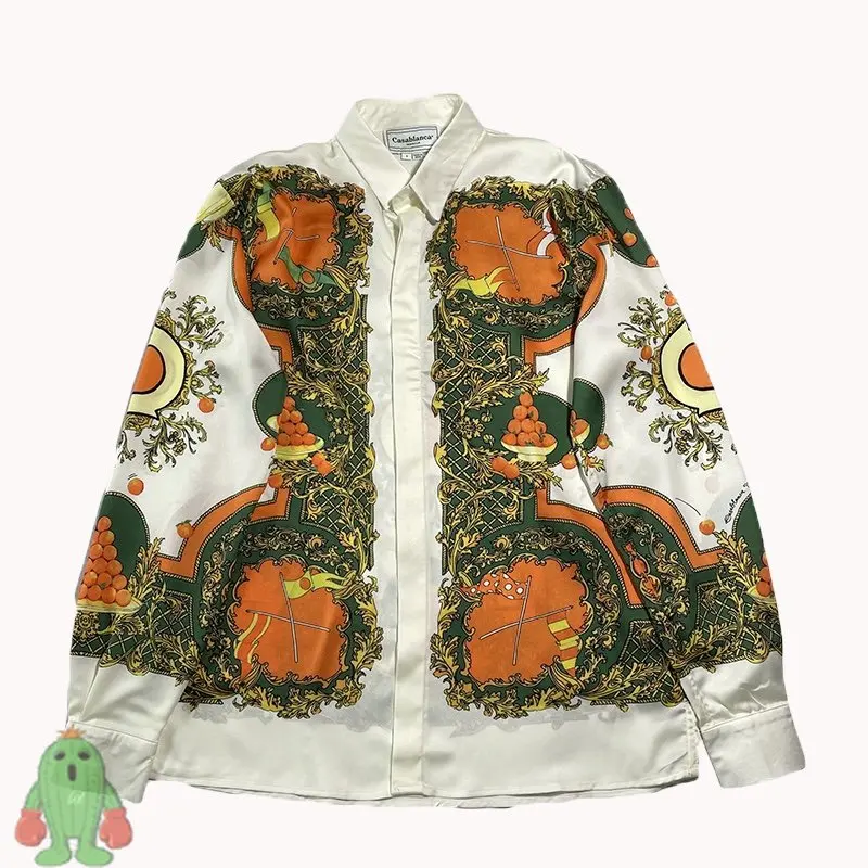 

Men Women Vinage Casablanca Shirts High Quality Soft Full Print Long Sleeve Men's Women's Holiday Style Casual Shirt