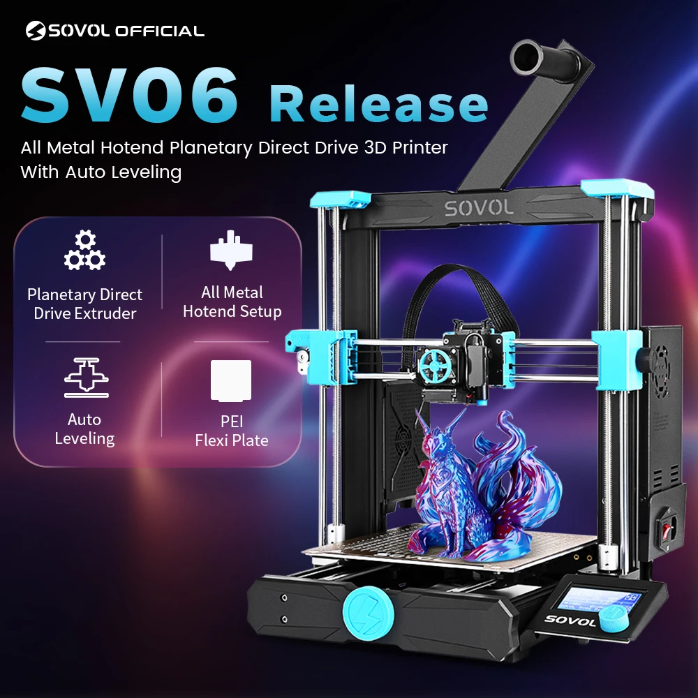 Sv06 Dual Z Axis 3d Printer All Metal Hotend Dual Gear Direct Drive Fdm Auto Leveling