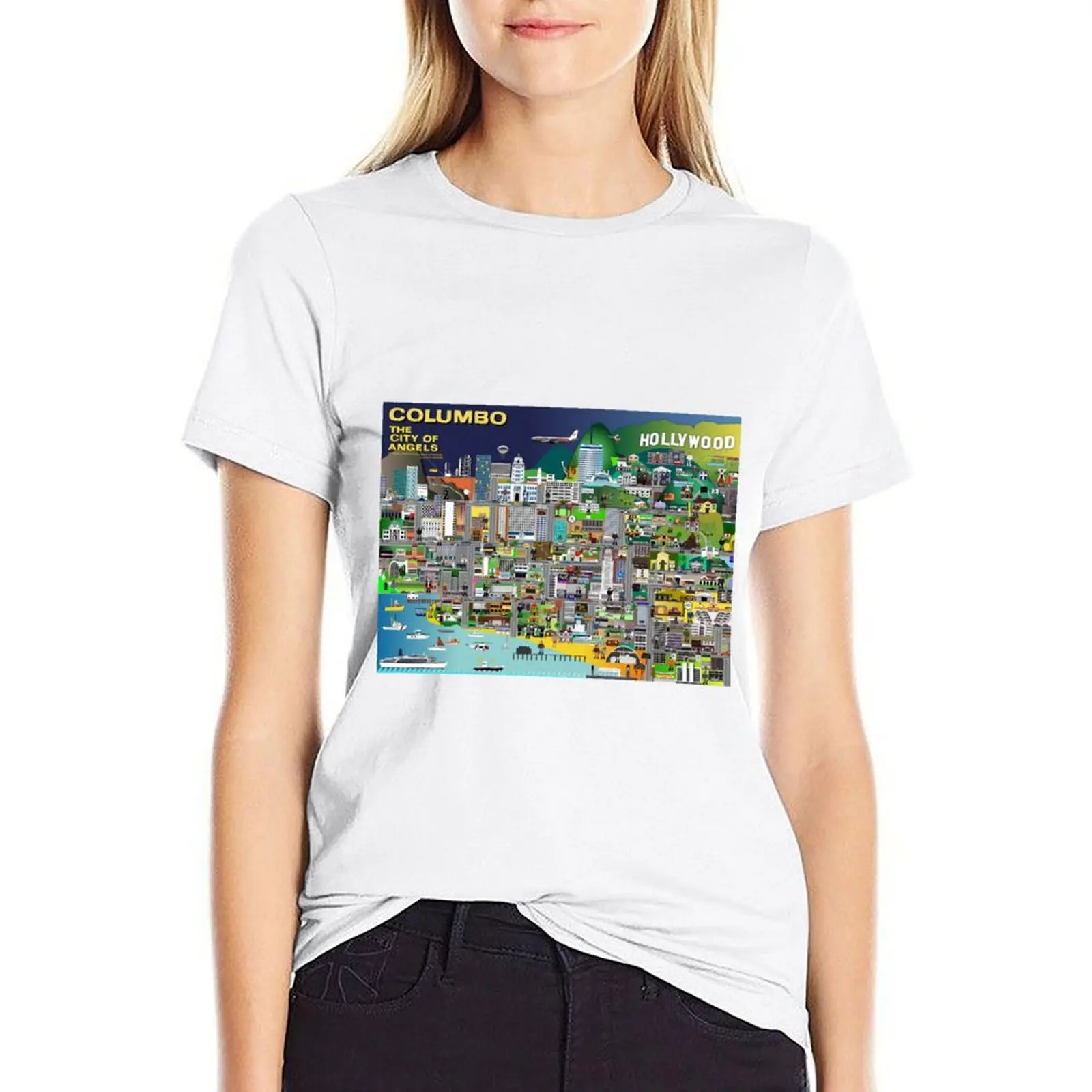 

Columbo The City of Angels T-shirt female anime clothes summer blouses woman 2024