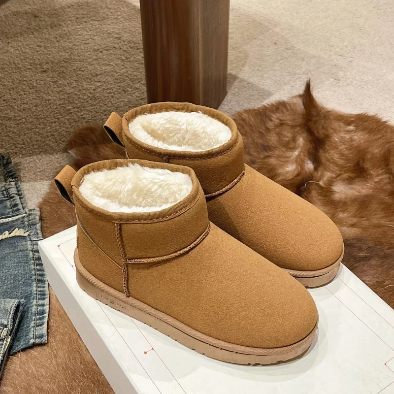 

2023 Fashion Winter Snow Boots Fur Women's Snow Boots Mid-calf Thickened Cotton Warm and Naked Boots Anti-Slip Women's Boots