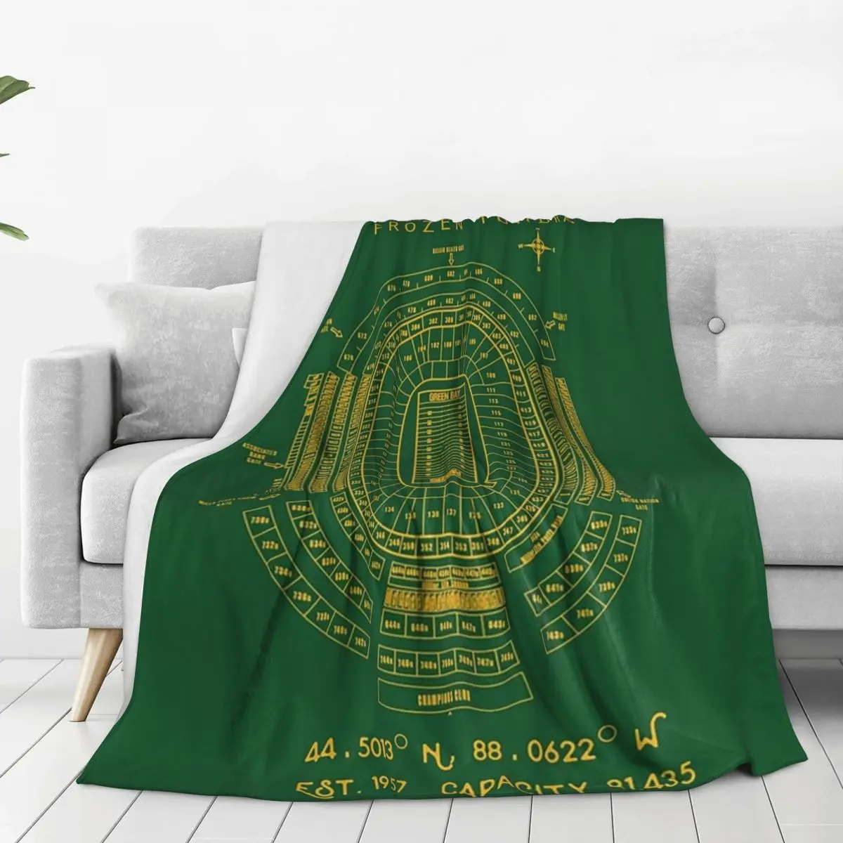 Green Bay Packers Lambeau Field Stadium Blankets Fleece Breathable Sofa Throw Blankets For Couch Office Throws Bedspread Quilt 2