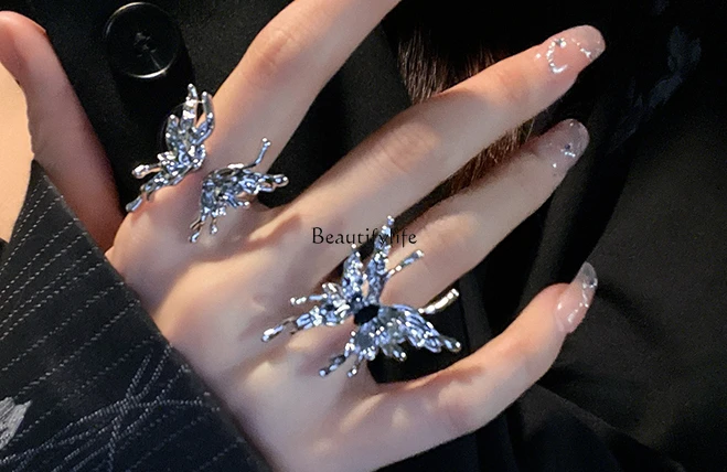 

Niche Designer High-Grade Butterfly Opening Ring Cool Style Fashion Personalized Index Finger Ring