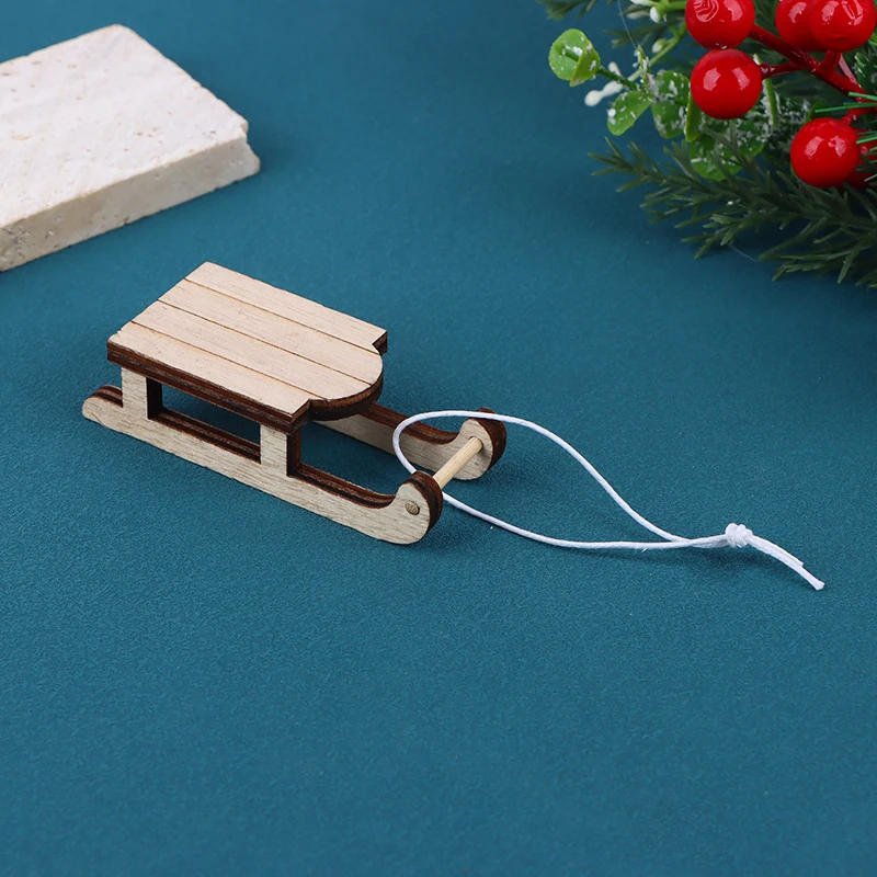 Mini Traîneau à Neige Fait Main Noël - Échelle 1:12 - Déco Maison De Poupée Rouge