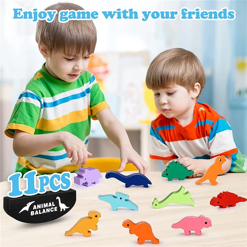 Wooden Dinosaur Balance Stacking Toy 2