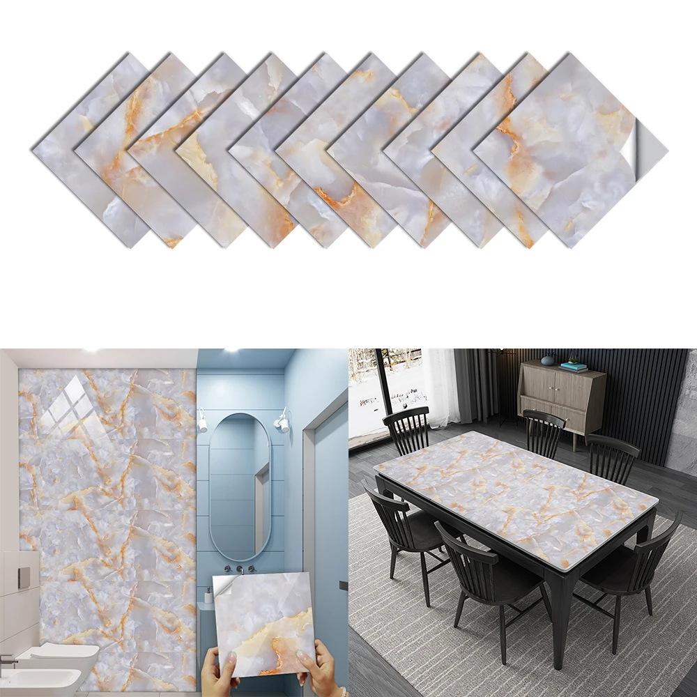 29 Styles Marble Texture Tiles Sticker Kitchen Wardrobe Bathroom Home Decor Peel & Stick Crystal Hard Film Thicken Wall Decals