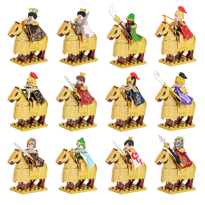 

MOC The Three Kingdoms Soldiers Hero soldier War-Horse Knights weapon brick Mini action figure Building Blocks Toy For Kids Gift