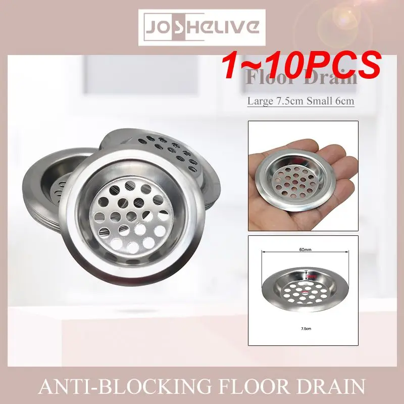 

1~10PCS 60/75mm In Diameter Stainless Steel Hair Filter Circle Vent Grille Cover Sink Strainer Stopper Mesh Sink Drain Colanders