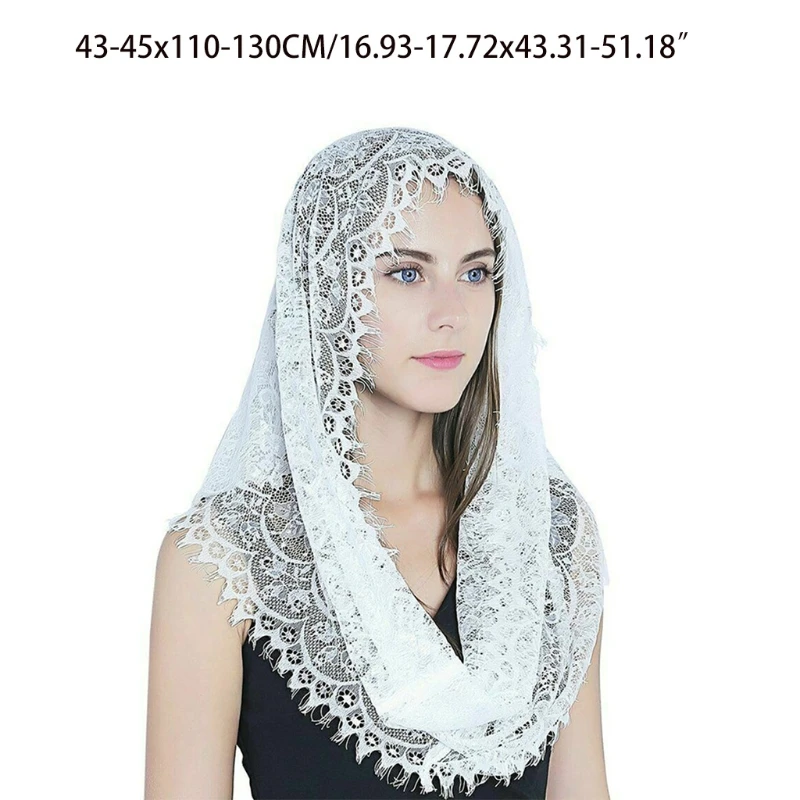 Church Veil Triangle Veil Mantilla Head Wrap Lace Flower