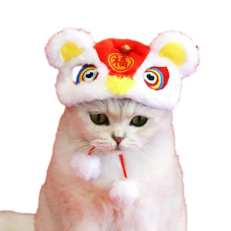 

New Year Costume Hat For Pets Cat Dog Puppy Hats Gift New Year Traditional Chinese Dog Headdress With Lanyard Pet Costume Supply