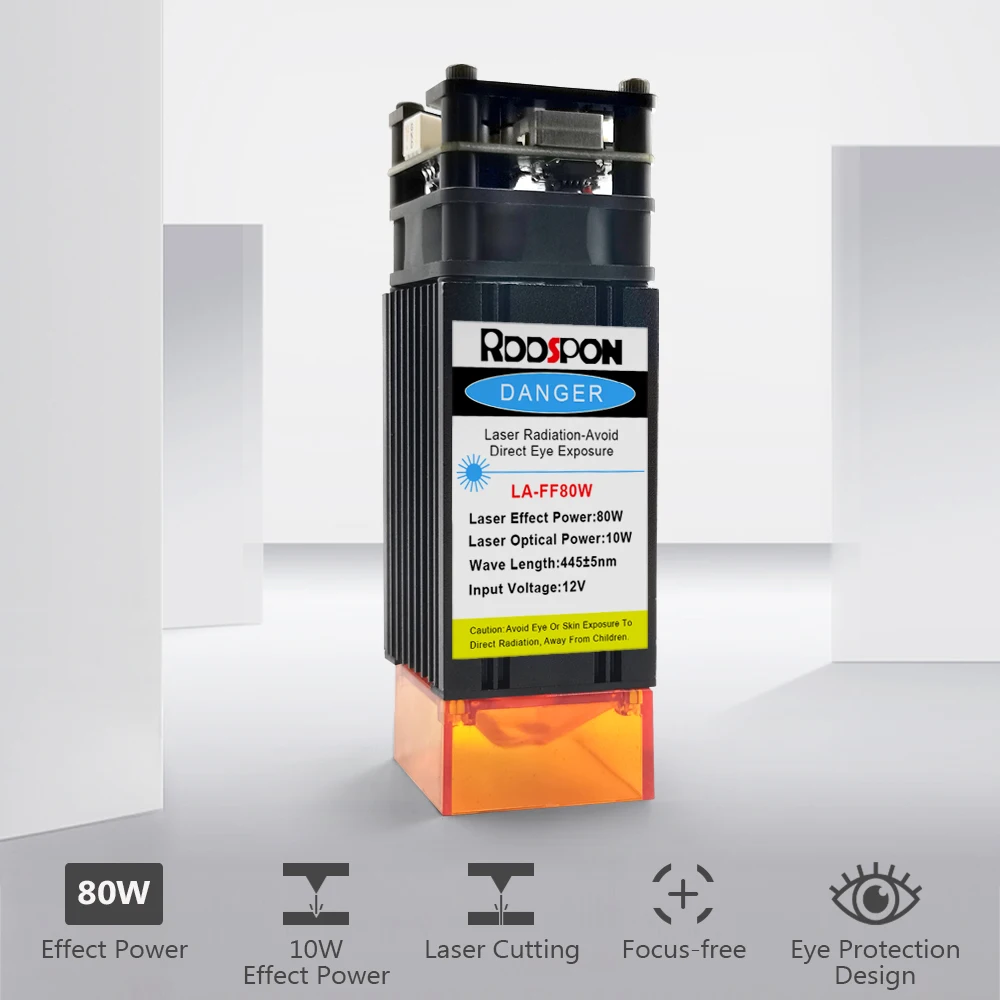 Professional Version Laser Module 80W 40W , Focal Fixed, TTL Module, Compressed Spot Technology, Laser Head, Engraver