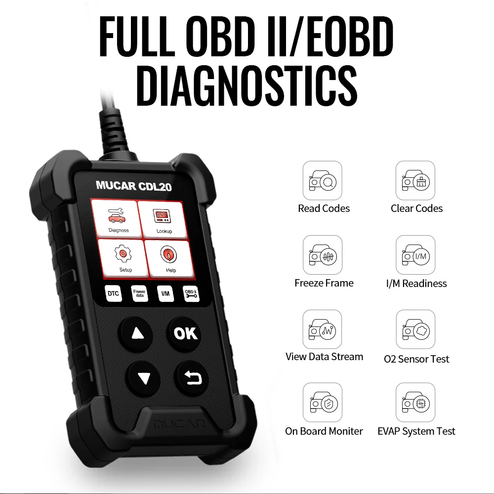 MUCAR CDL20 Obd2 Scanner Diagnostic Tool Automotive full OBD2 Code Reader Check Engine DTC lookup read Clear Error Lifetime Free 2