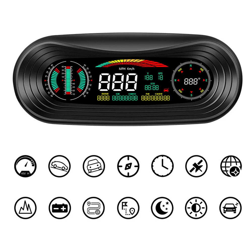 

5.2 inches Screen Auto Electronics Accessories Car Head Up Display KM/h MPH Overspeed Alarm Speedometer GPS HUD Digital Gauges