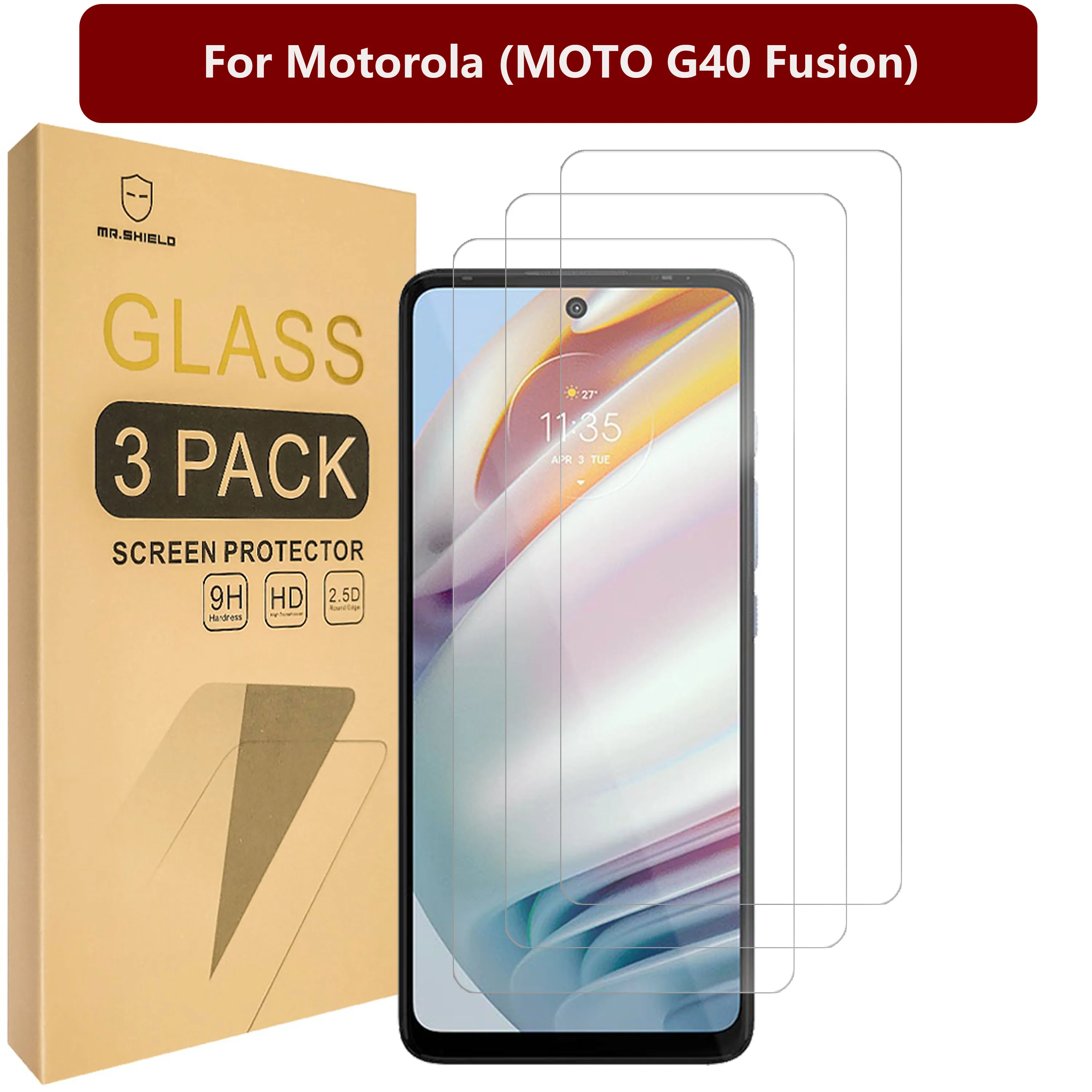 

Mr.Shield [3-Pack] Designed For Motorola (MOTO G40 Fusion) [Tempered Glass] [Japan Glass with 9H Hardness] Screen Protector