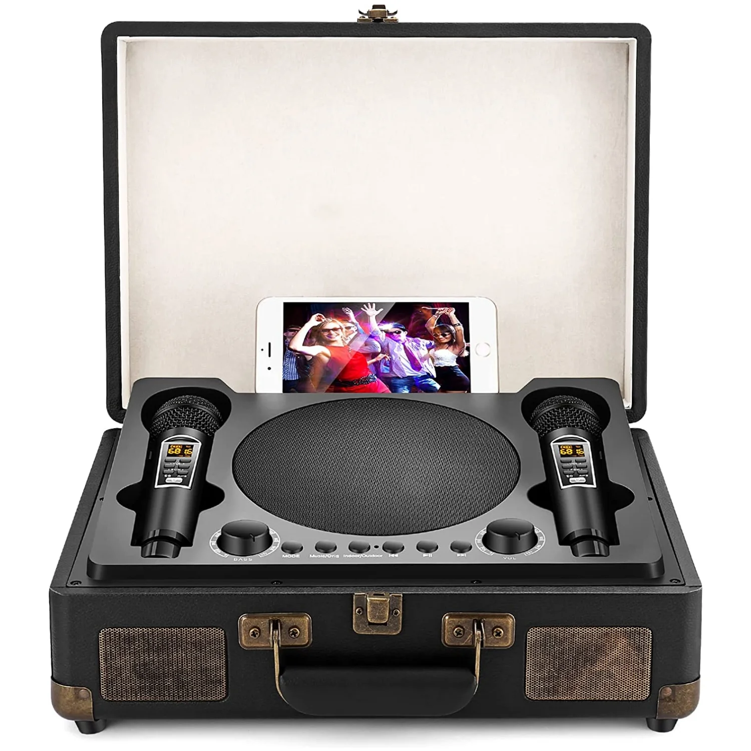 SD2109RetroHighqualityBluetoothSpeakerWirelessPortableHomeTheaterKTVOutdoorSuitcase