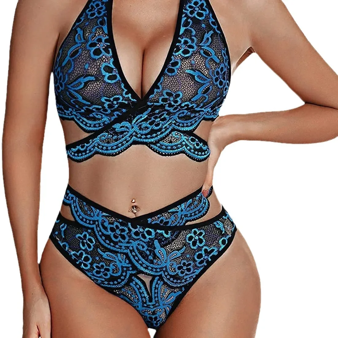 Black Lace Trim Sleepwear Set Comfortable Home Clothes Two-Piece Set Fashionable Underwear Combo Sexy Nightgown Outfit
