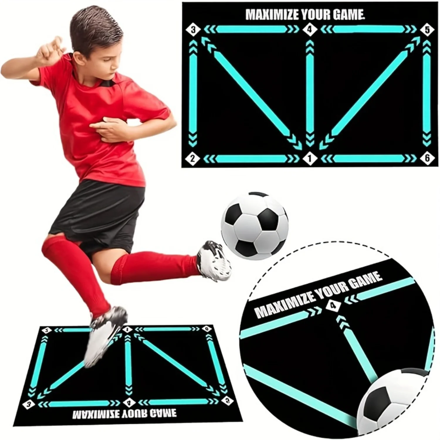 Football Footstep Training Mat Soccer Training Mat Silent Anti-skid Shock Absorption Enhance Skills