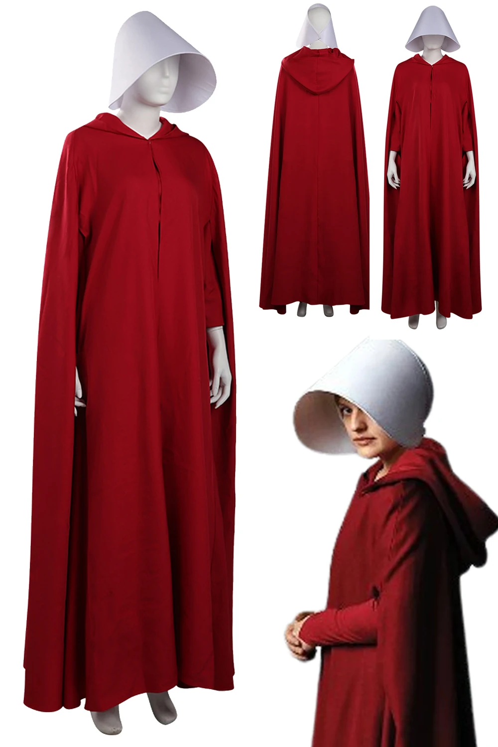 

Handmaid Cosplay Fantasy Hat Cloak The Handmaid Cosplay Tale Costume Outfits Halloween Carnival Suit For Female Women Adult
