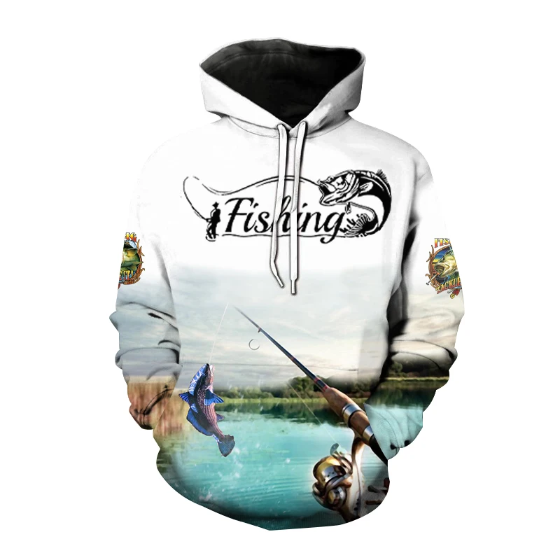 thumbnail image 1 of Nueva sudadera con capucha con estampado 3D de pesca salvaje para hombres, sudadera para entusiastas de la caza de peces, sudaderas de talla grande para hombres y mujeres, 1 of 5
