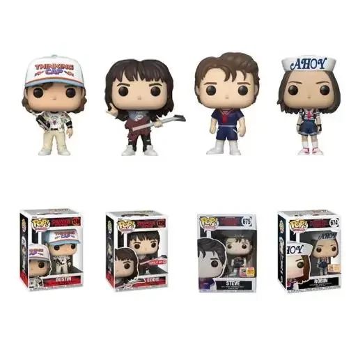 Funko Pop Stranger Robin 674 # Steve 675 # Dustin 1240 # Eddie 1250 # Things Pvc Action Figure Giocattoli Da Collezione