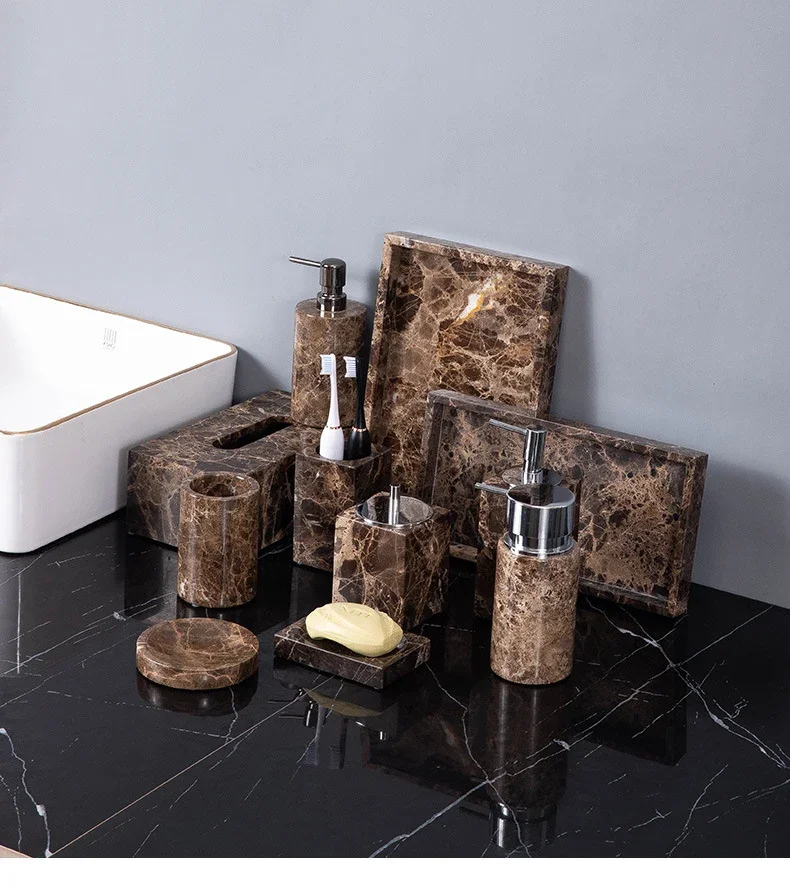 Emperador Dark Marble Bath Set Image 2