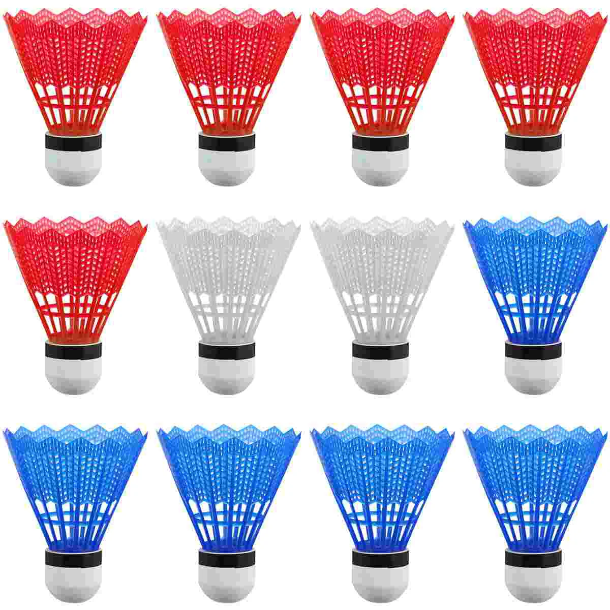 Multicolor Plastic Badminton Balls Durable Nylon Crown Stable Flying Training Shuttlecocks Racquet Sports 12Pcs